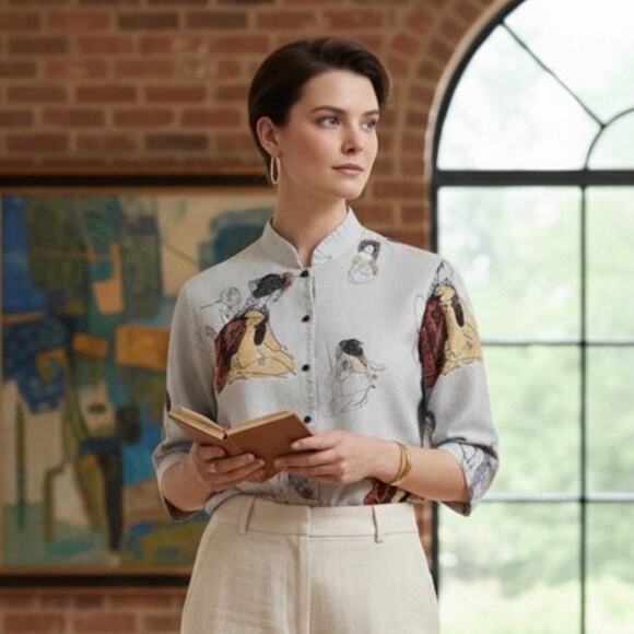 Rare VTG Breeze by Dorothy Schoelen Art-to-Wear Kimono Geisha Jacket SZ Small - Picture 2 of 15